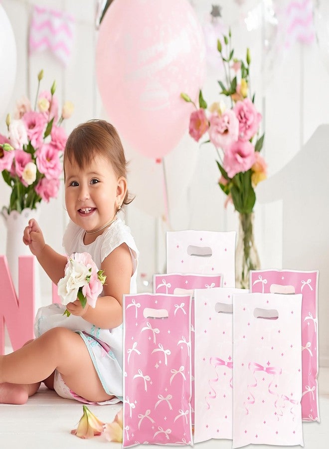 أكياس هدايا مزينة بفيونكات وردية - 30 كيسًا من أكياس الحلوى والهدايا، أكياس هدايا للحفلات، زينة فيونكات بلاستيكية وردية لطيفة لحفلات أعياد الميلاد وحفلات توديع العزوبية والخطوبة والزفاف. - Image 4